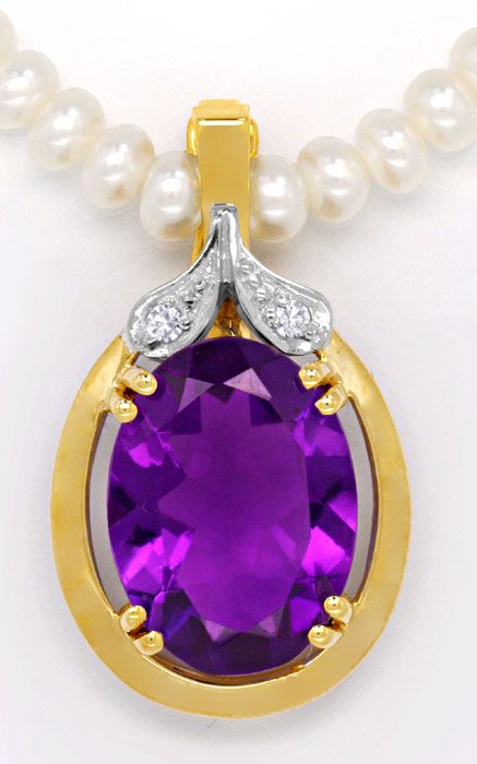 Foto 2 - Perlenkette, Diamant Clip, Riesen Super Amethyst, S6949